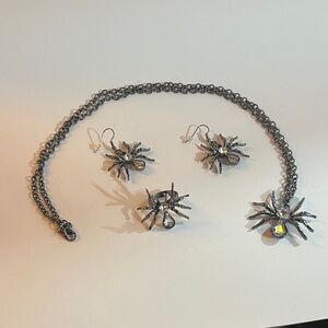 4 pc Spider Necklace,Earring and ring Set